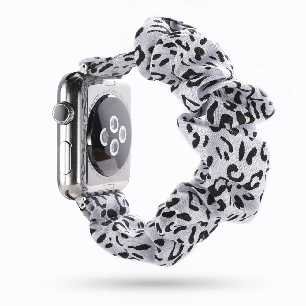 Factory direct sale for Apple iWatch new watch with leopard print hair tie strap can be customized