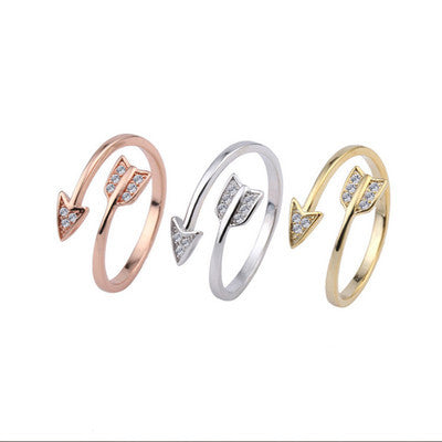 Wish explosive fashion imitation s925 sterling silver diamond open arrow ring