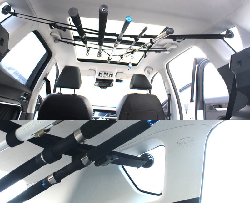 Car fishing rod holder, fishing portable rack, car fishing rod holder, car fixing strap, car fishing rod holder