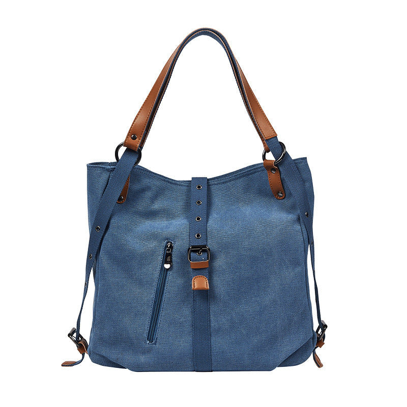 Fashion canvas tote bag in 5 colors, large capacity tote bag, multi-function shoulder messenger bag wholesale