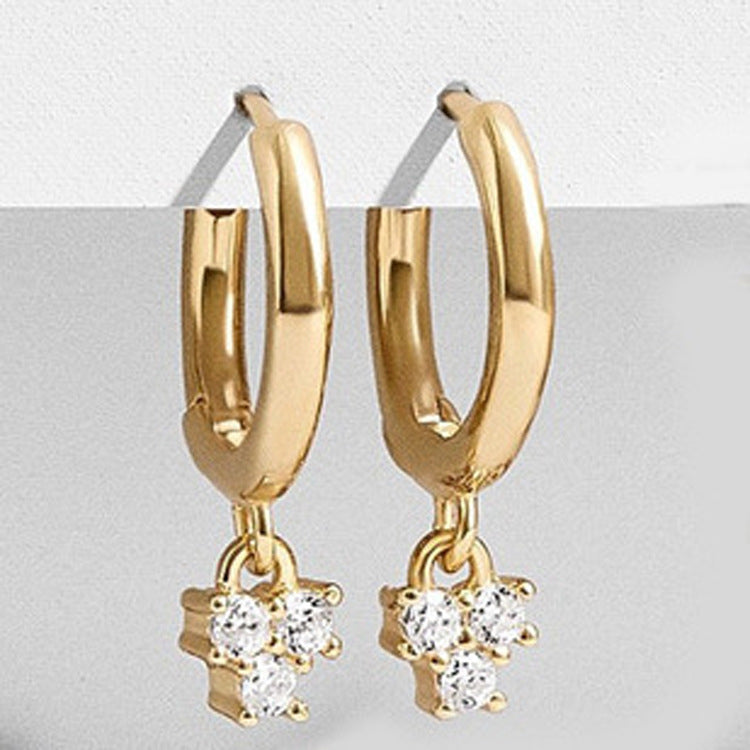2019 European and American hot style fashionable round earrings, exaggerated diamond-studded C-shaped earrings, alloy bamboo ring earrings