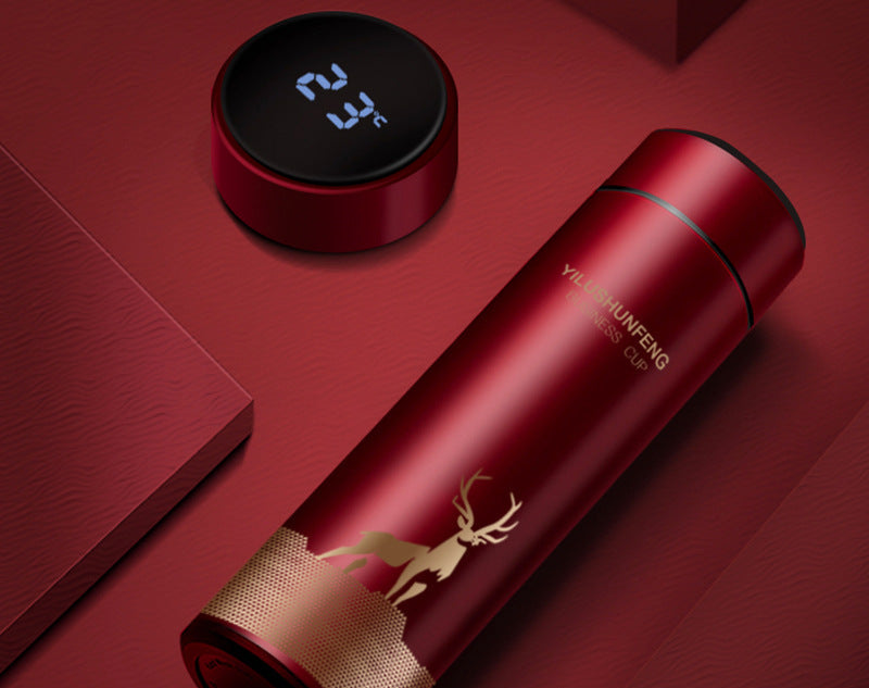 Smart temperature measuring mug LED touch display temperature cup creative business straight cup gift cup free customization