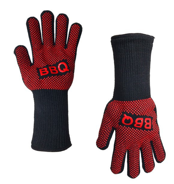 Spot high temperature resistant 800 degrees BBQ flame retardant non-slip fireproof barbecue gloves insulated microwave oven oven gloves