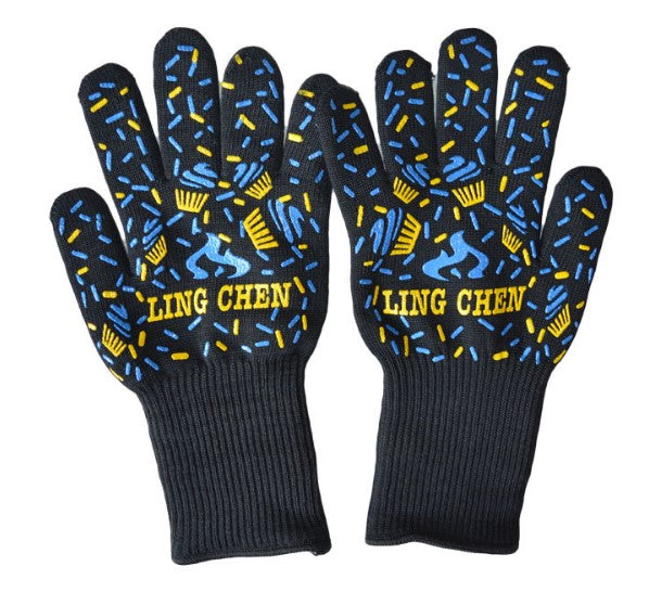 Spot high temperature resistant 800 degrees BBQ flame retardant non-slip fireproof barbecue gloves insulated microwave oven oven gloves