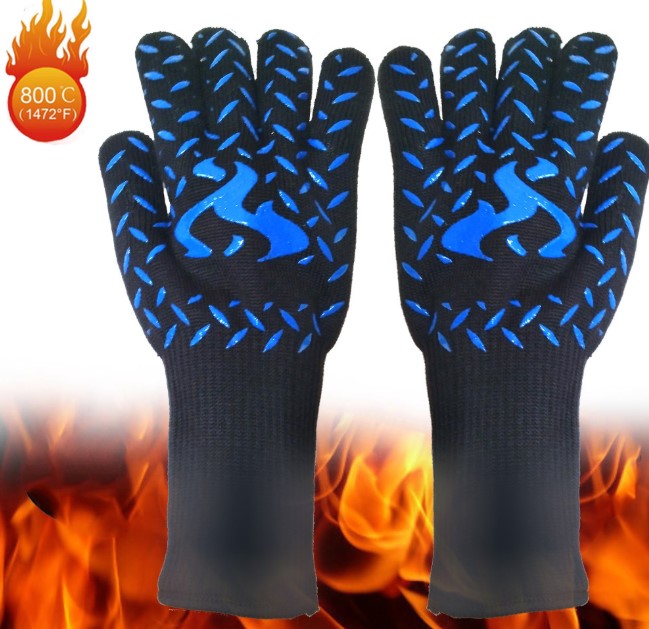 Spot high temperature resistant 800 degrees BBQ flame retardant non-slip fireproof barbecue gloves insulated microwave oven oven gloves