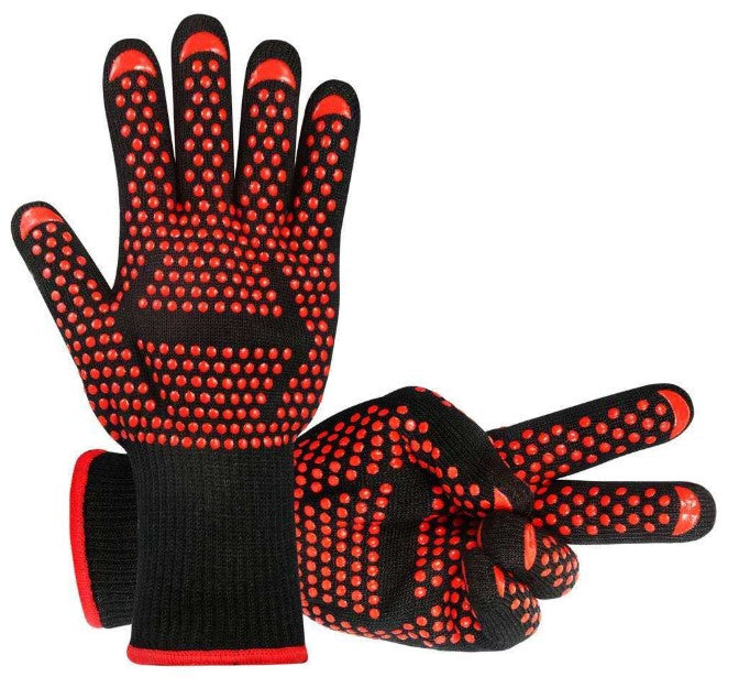Spot high temperature resistant 800 degrees BBQ flame retardant non-slip fireproof barbecue gloves insulated microwave oven oven gloves