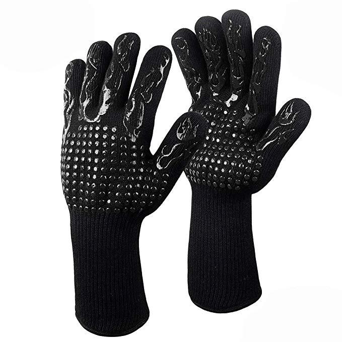 Spot high temperature resistant 800 degrees BBQ flame retardant non-slip fireproof barbecue gloves insulated microwave oven oven gloves