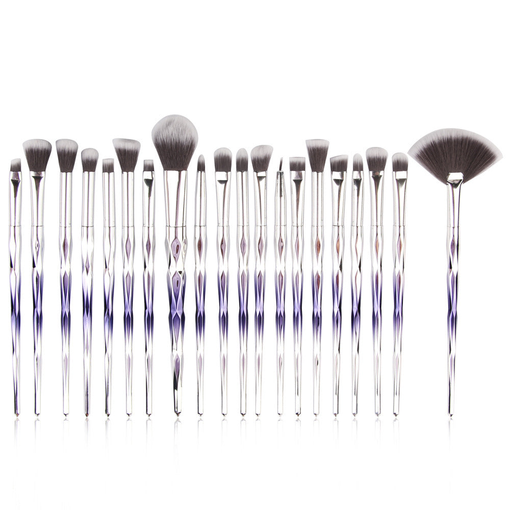 Cross-border hot sale 20 unicorn diamond transparent makeup brush set eye brush beauty tools factory direct sales