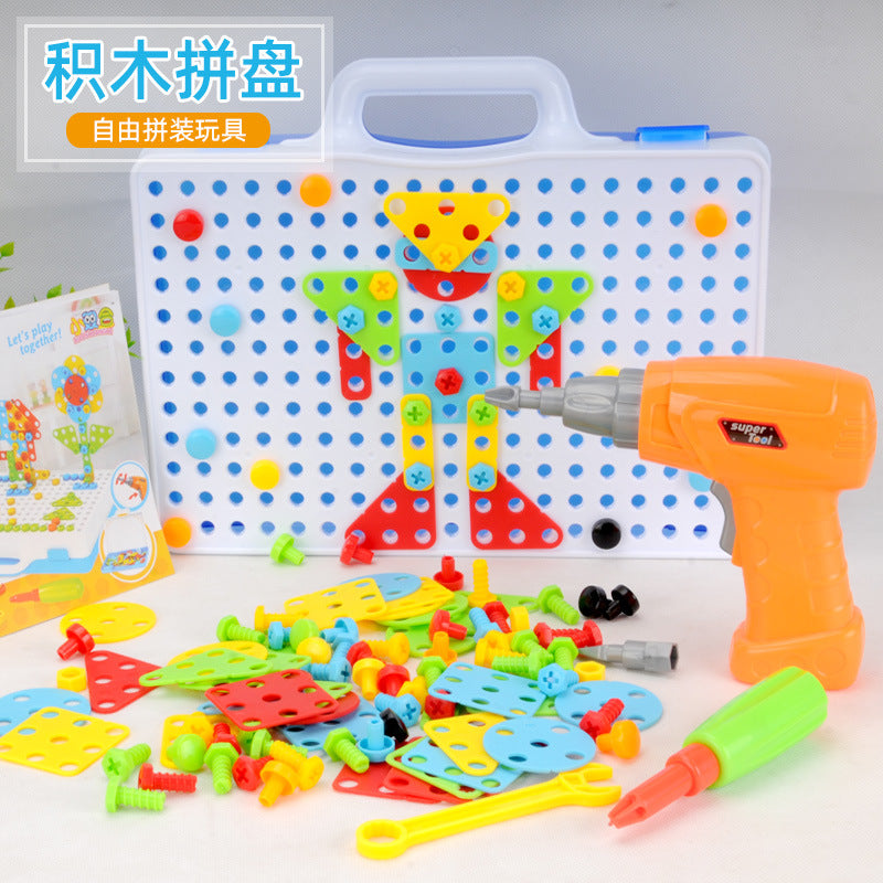 Puzzle early education diy children's electric toy electric drill screw disassembly combination building blocks build assembly assortment