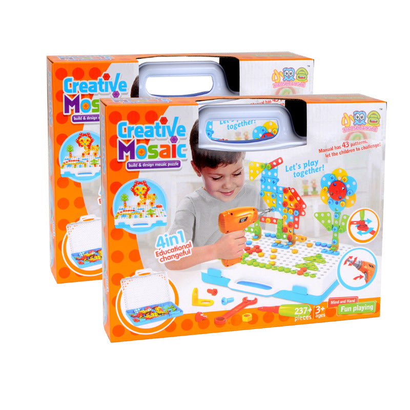Puzzle early education diy children's electric toy electric drill screw disassembly combination building blocks build assembly assortment