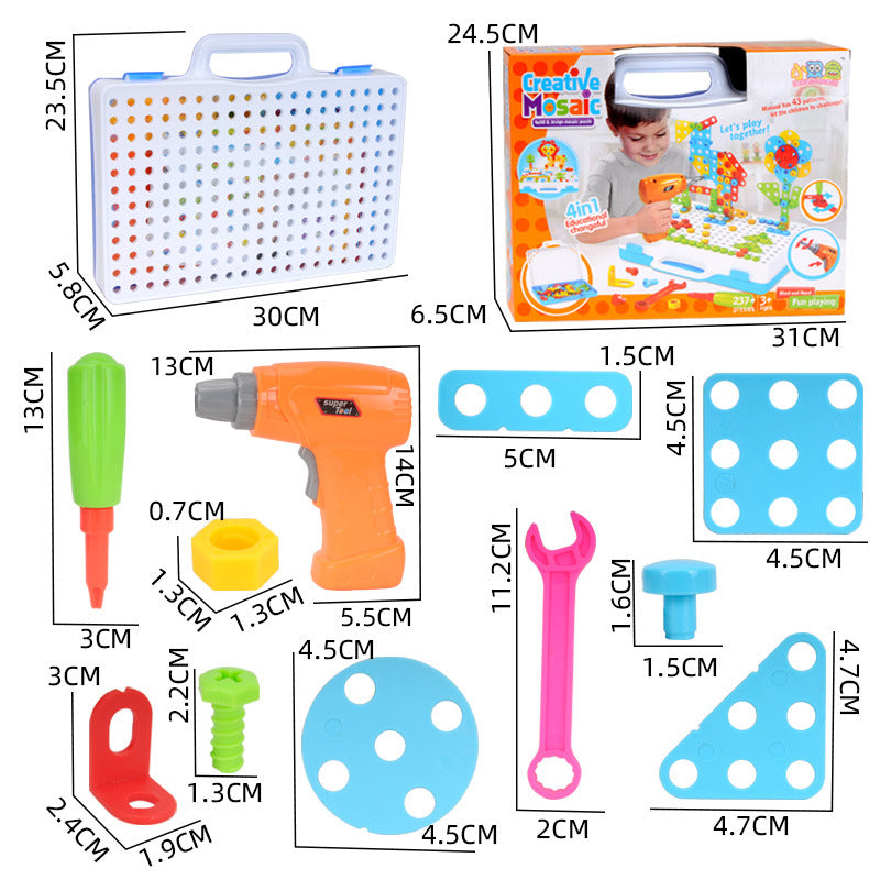 Puzzle early education diy children's electric toy electric drill screw disassembly combination building blocks build assembly assortment