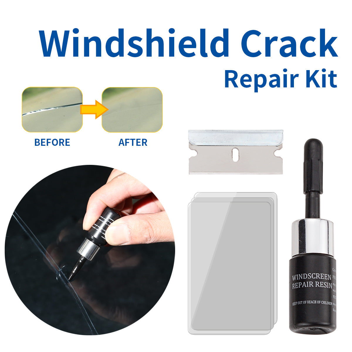 Factory direct sales car glass repair tool windshield crack and scratch repair agent glass repair fluid
