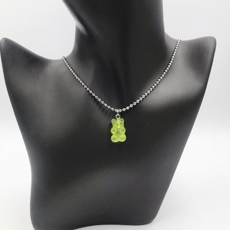 5 Rainbow Bears, Cool Girls, Bungee Fun, Transparent Jelly, Single Gummy Bear Necklace, Clavicle Chain, Long Chain