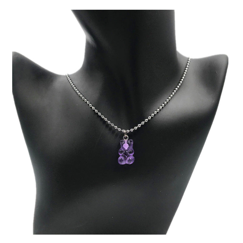 5 Rainbow Bears, Cool Girls, Bungee Fun, Transparent Jelly, Single Gummy Bear Necklace, Clavicle Chain, Long Chain