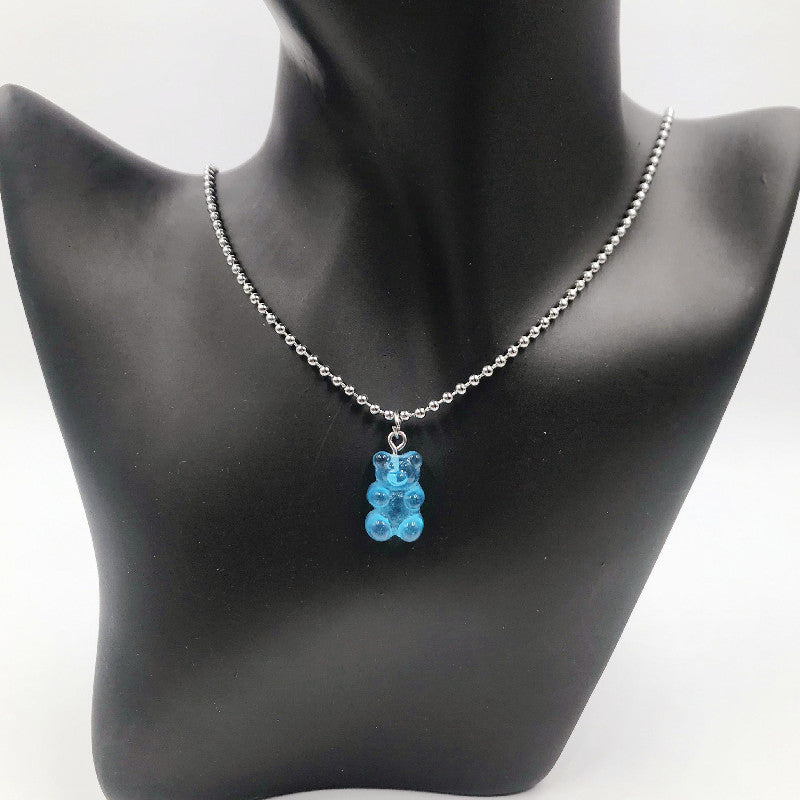 5 Rainbow Bears, Cool Girls, Bungee Fun, Transparent Jelly, Single Gummy Bear Necklace, Clavicle Chain, Long Chain