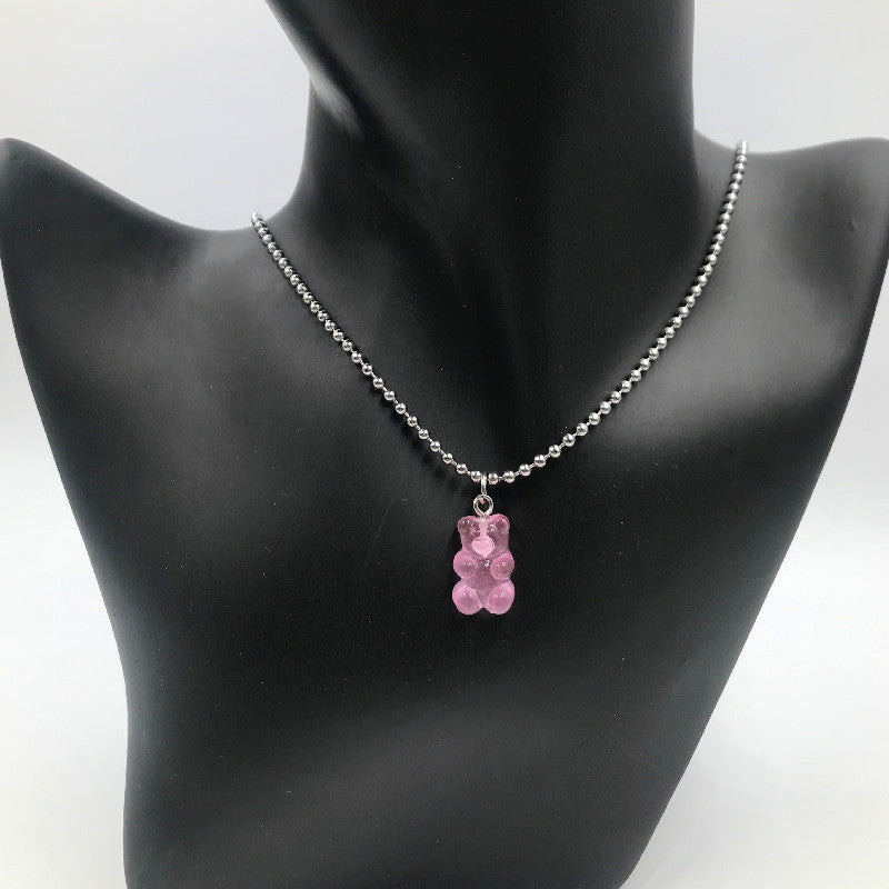 5 Rainbow Bears, Cool Girls, Bungee Fun, Transparent Jelly, Single Gummy Bear Necklace, Clavicle Chain, Long Chain