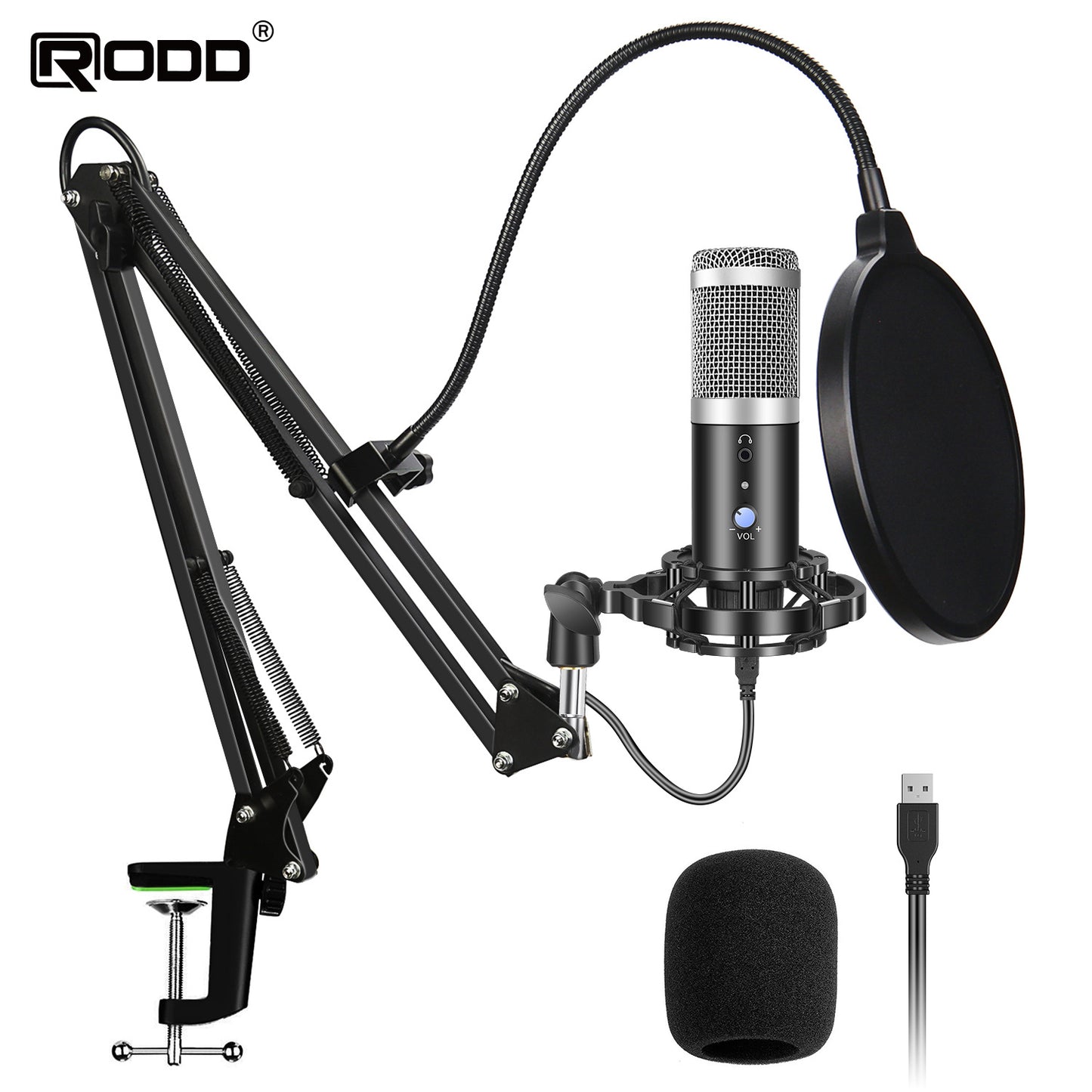 Cross-border exclusively for podcast recording with USB microphone set, with volume adjustment, real-time monitoring, plug-and-play, free drive