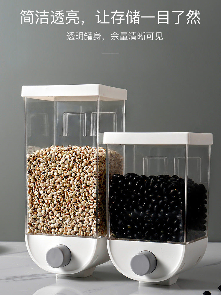 Push-type grain storage box household moisture-proof wall-mounted rice storage tank insect-proof plastic transparent sealed tank