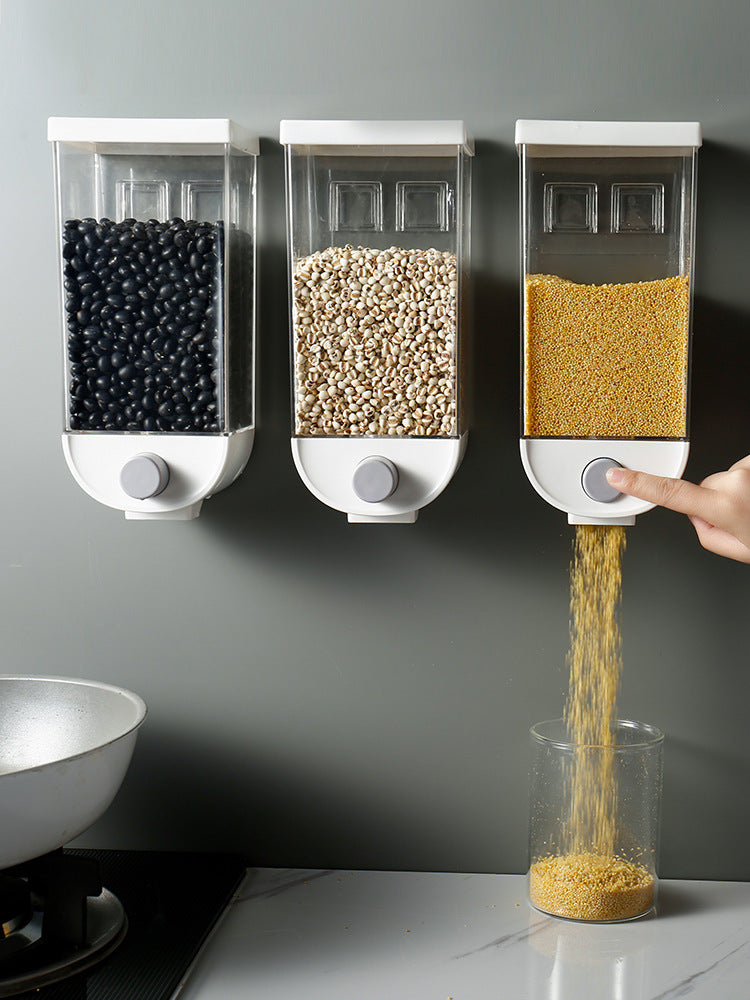 Push-type grain storage box household moisture-proof wall-mounted rice storage tank insect-proof plastic transparent sealed tank