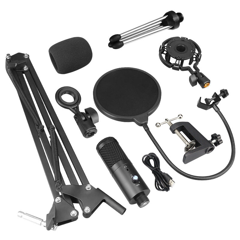 Cross-border exclusively for podcast recording with USB microphone set, with volume adjustment, real-time monitoring, plug-and-play, free drive