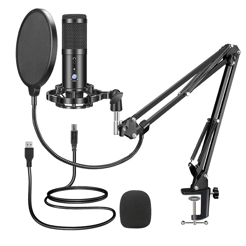 Cross-border exclusively for podcast recording with USB microphone set, with volume adjustment, real-time monitoring, plug-and-play, free drive