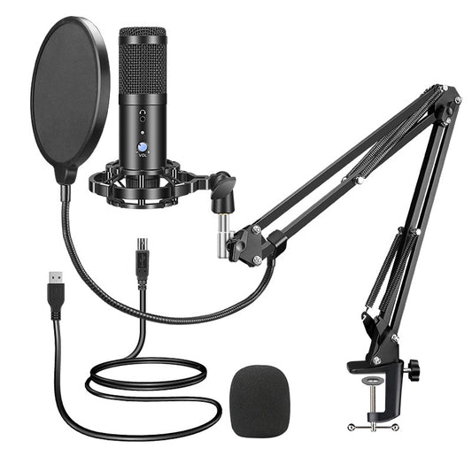 Cross-border exclusively for podcast recording with USB microphone set, with volume adjustment, real-time monitoring, plug-and-play, free drive