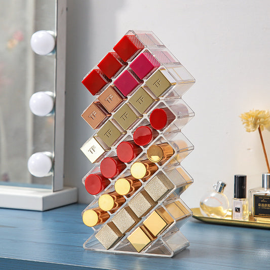 Net red lipstick storage box dust-proof desktop lip glaze multi-cell cosmetic lipstick rack storage finishing box with transparent cover