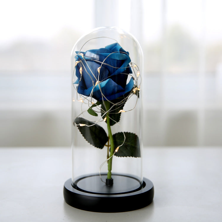 Simulation Rose Flower Glass Cover LED String Light Eternal Flower Glass Cover Gift Support Customized Generation