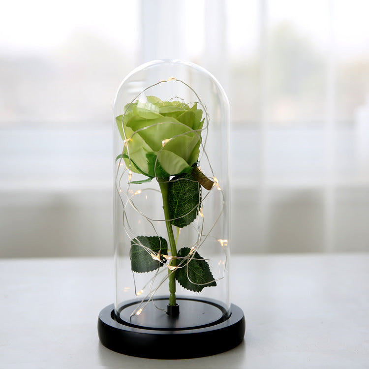 Simulation Rose Flower Glass Cover LED String Light Eternal Flower Glass Cover Gift Support Customized Generation