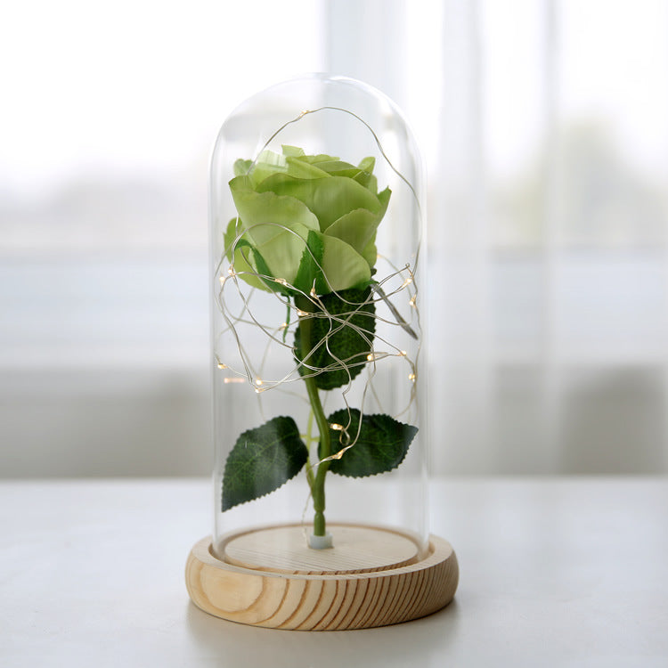 Simulation Rose Flower Glass Cover LED String Light Eternal Flower Glass Cover Gift Support Customized Generation