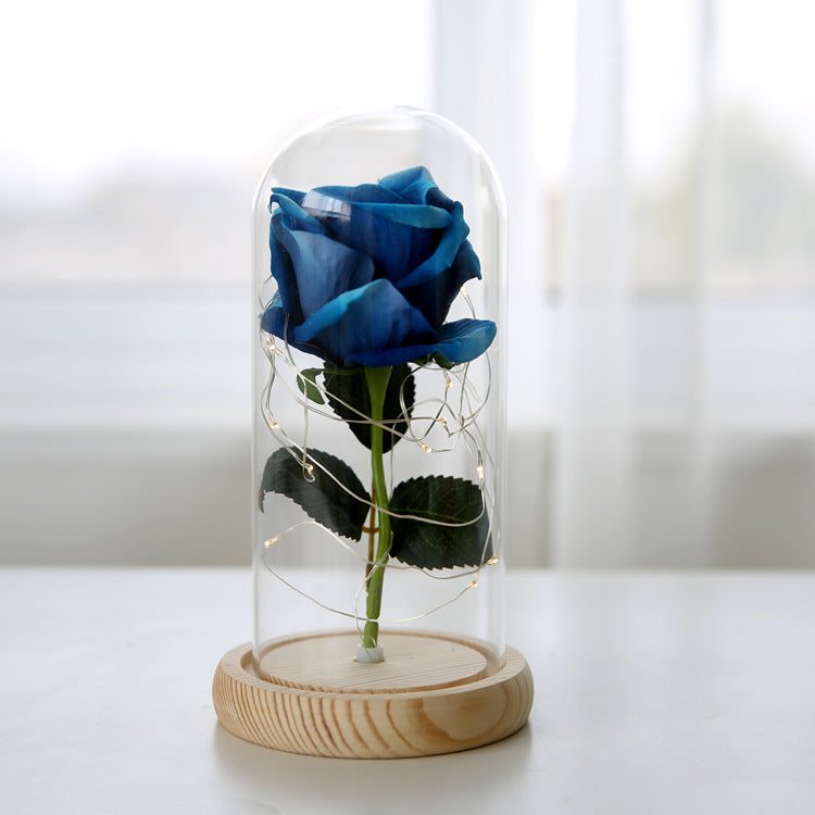 Simulation Rose Flower Glass Cover LED String Light Eternal Flower Glass Cover Gift Support Customized Generation