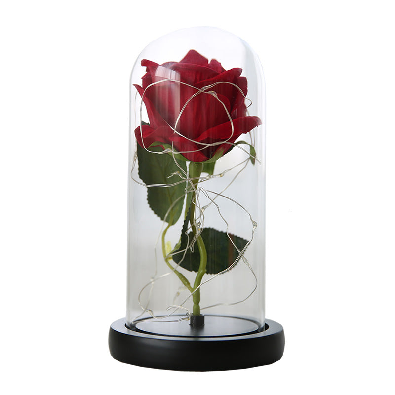 Simulation Rose Flower Glass Cover LED String Light Eternal Flower Glass Cover Gift Support Customized Generation