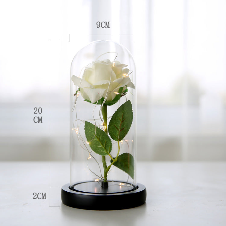 Simulation Rose Flower Glass Cover LED String Light Eternal Flower Glass Cover Gift Support Customized Generation