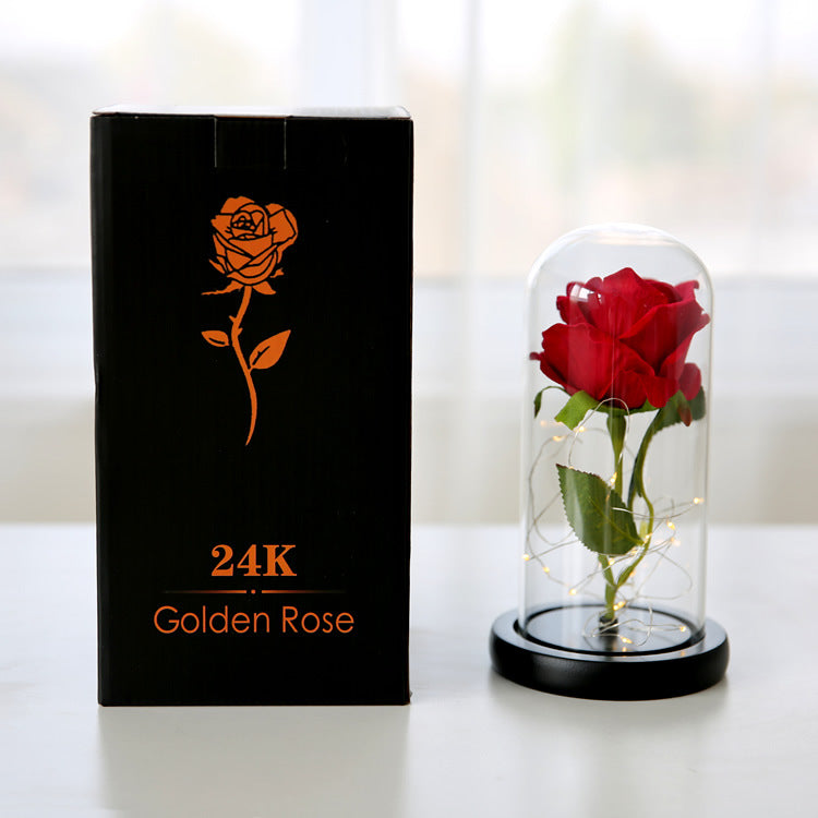 Simulation Rose Flower Glass Cover LED String Light Eternal Flower Glass Cover Gift Support Customized Generation
