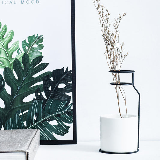 ins Nordic Feng Shui culture iron art ceramic vase modern minimalist flower arrangement home decoration ornaments dried flower vase