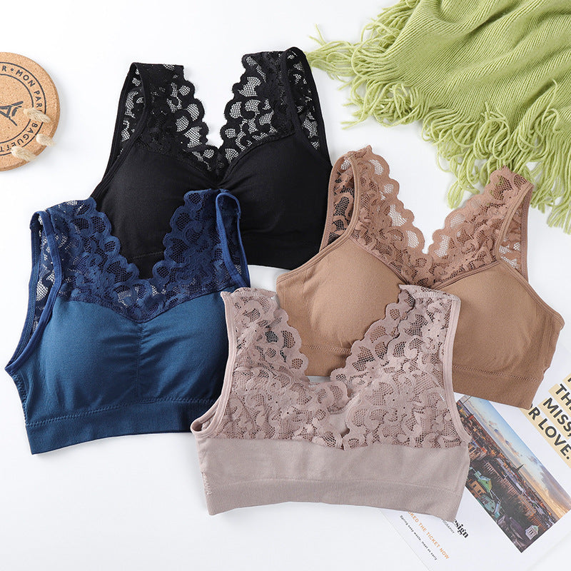 [80-180 kg] Lace sexy underwear, no steel ring gathered bra, vest, beautiful back, wrapped chest, breast bra