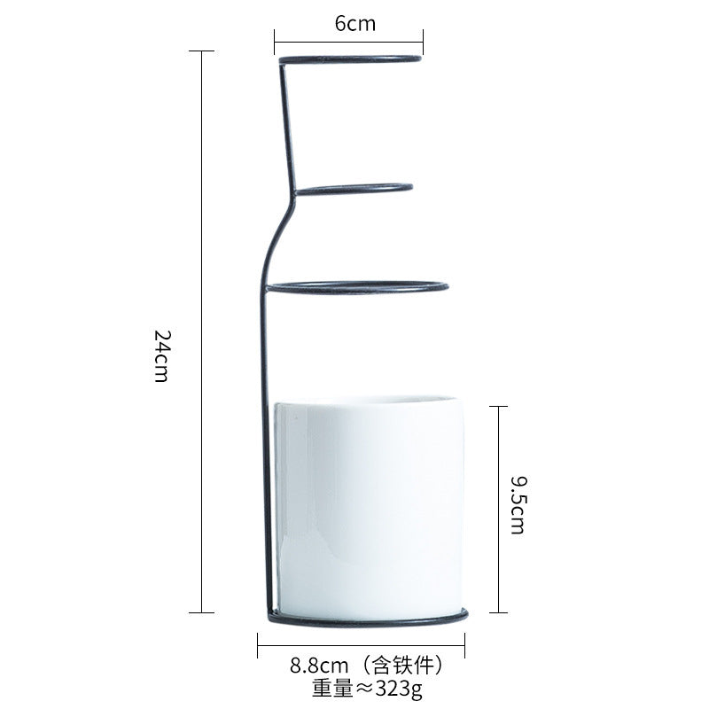 ins Nordic Feng Shui culture iron art ceramic vase modern minimalist flower arrangement home decoration ornaments dried flower vase