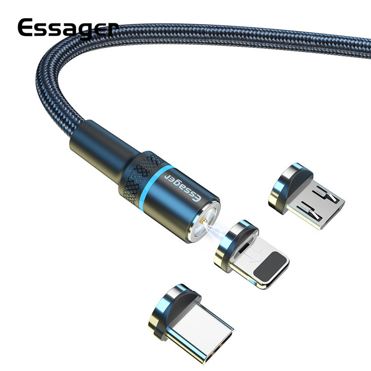 Round head magnetic data cable is suitable for Android Apple Type-c three-in-one magnetic blind charging cable factory outlet