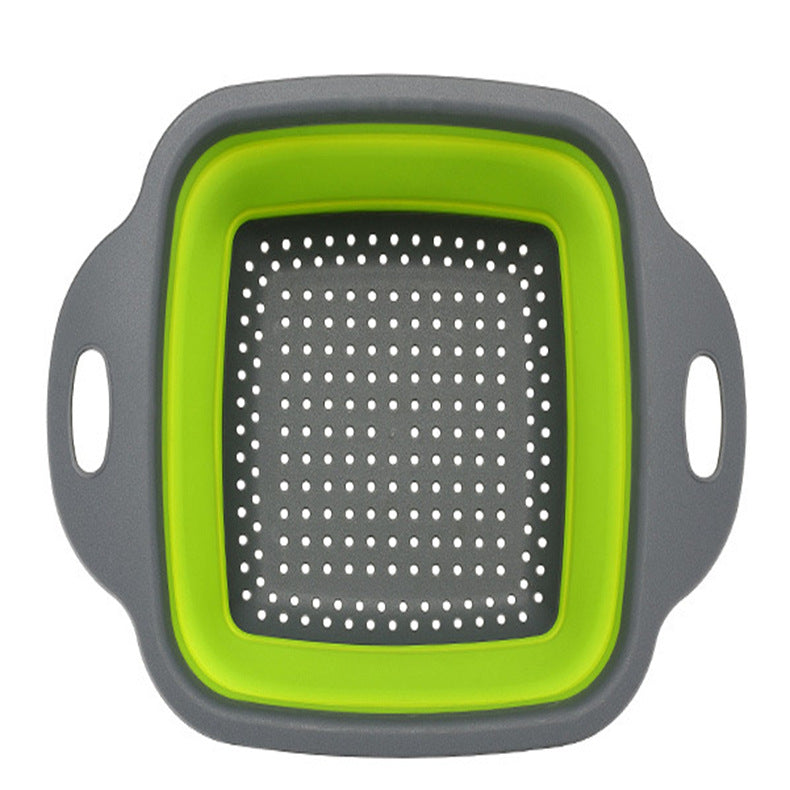 Factory direct stock square folding drain basket, foldable water filter blue, retractable fruit blue 2-piece set