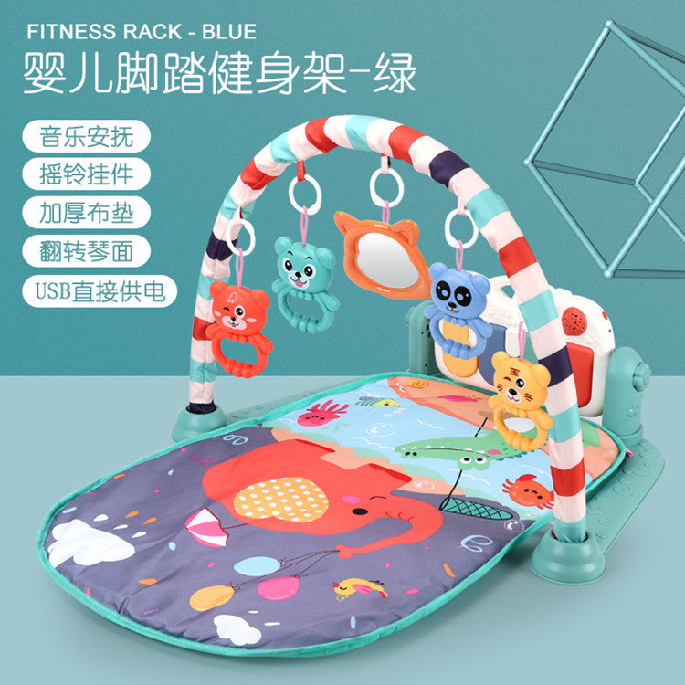 Infant round music pedal piano fitness rack 0-12 months baby crawling mat Amazon cross-border toys