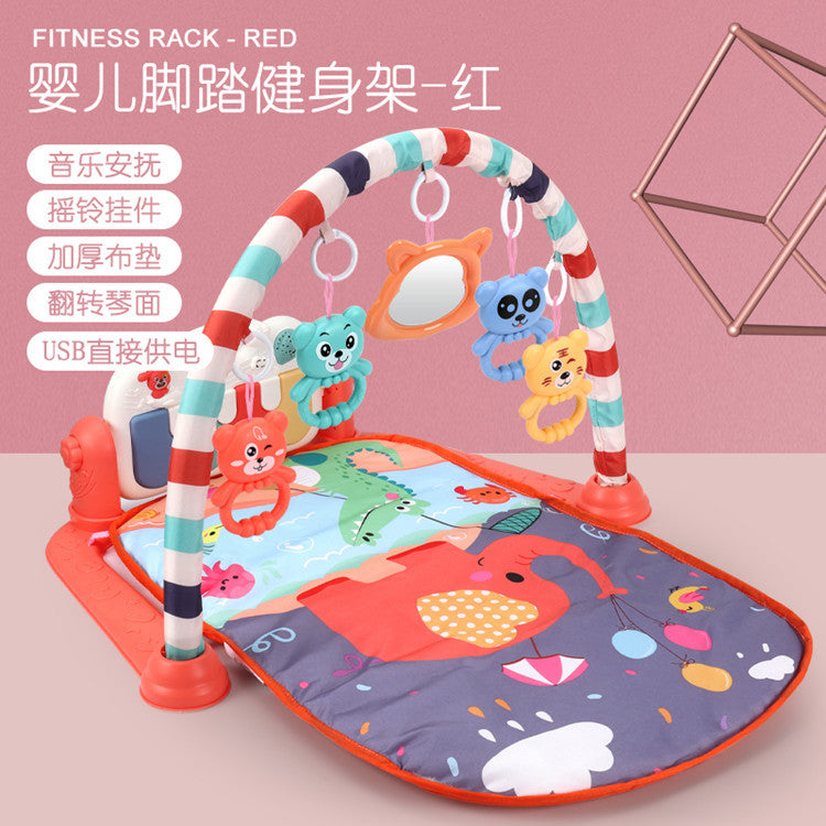 Infant round music pedal piano fitness rack 0-12 months baby crawling mat Amazon cross-border toys