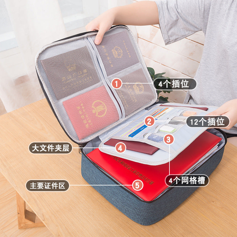 Home Document Storage Bag Family Multi-layer Large-capacity File File Package Travel Passport Bag Storage Bag