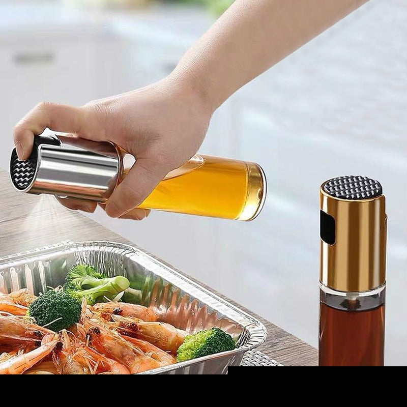 New stainless steel oil bottle, push-type oil bottle, glass oil pot, barbecue spray bottle, spray bottle, barbecue spray bottle