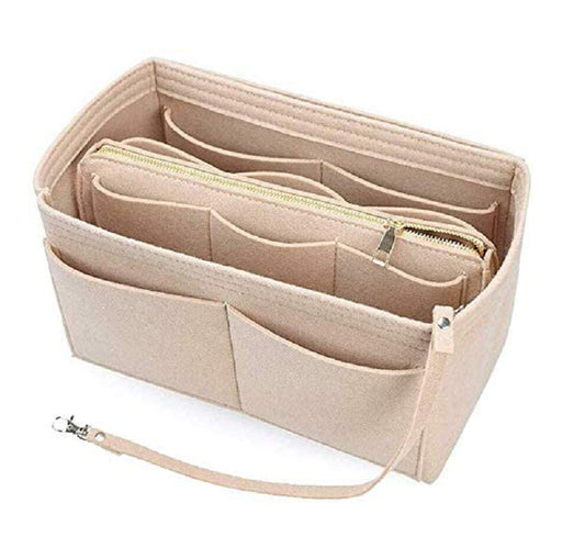 Felt Cosmetic bag with wallet Insert Bag For Handbag Organizer Storage bag  (w/Detachable Zip Pocket) Fits Neverfull Speedy