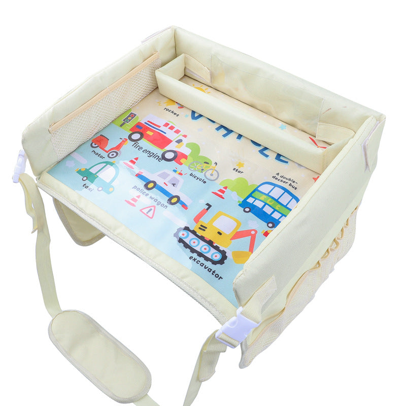 Car baby safety seat, tray, child car storage table, multi-function waterproof table, trolley tray