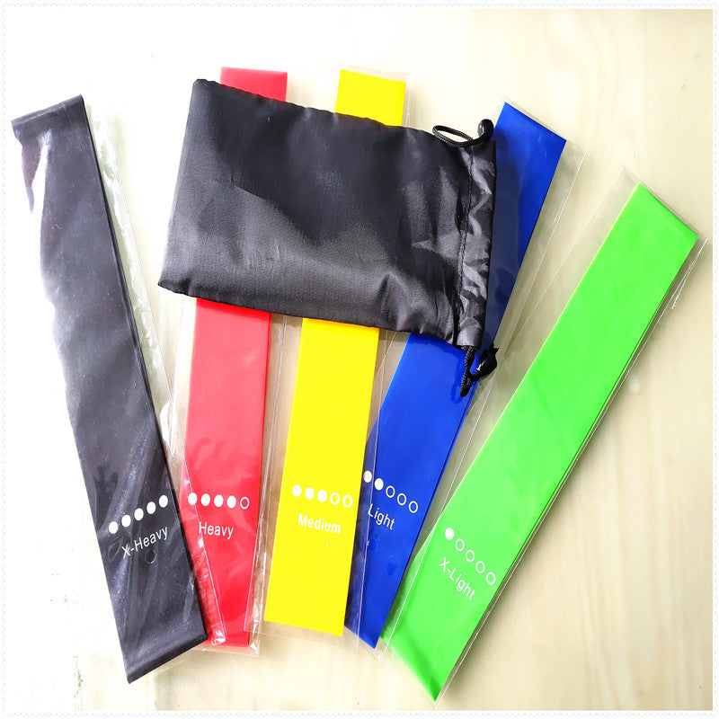 Spot 5 piece set of resistance band Indoor and outdoor stretch ring tension belt thin ring fitness yoga stretch belt elastic ring