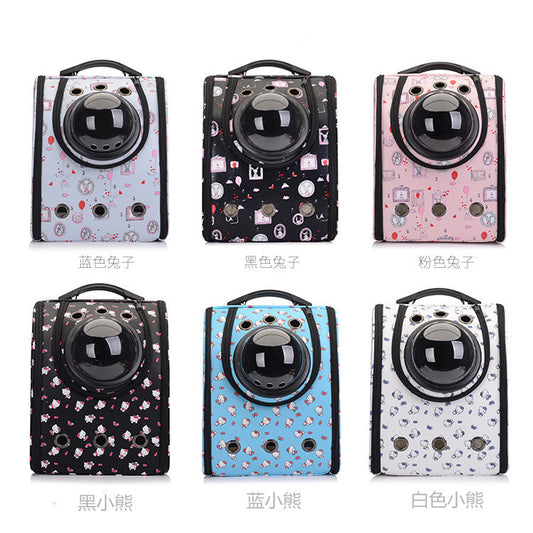 New space cat bag breathable pet bag go out carrying bag folding pet backpack pu breathable cat backpack wholesale