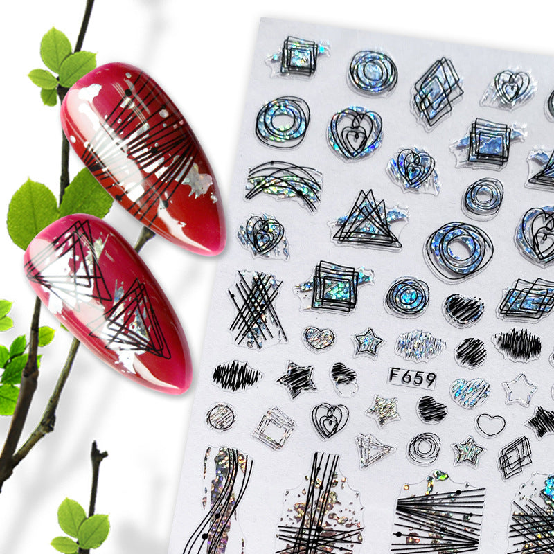 Camouflage brand new hot stamping process summer fruit black and white hot stamping gold and silver nail stickers nail decals