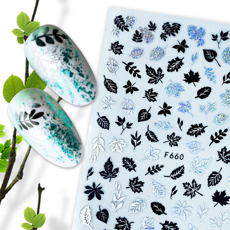 Camouflage brand new hot stamping process summer fruit black and white hot stamping gold and silver nail stickers nail decals