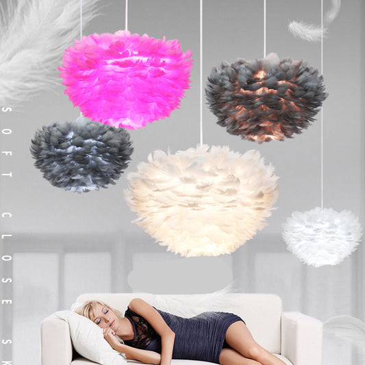 Feather lamp Nordic bedroom lamp warm and romantic bedside decoration small chandelier lamp shade net red ins girl children's room lamp